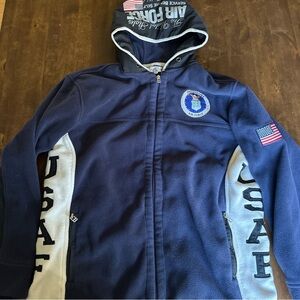 Bradford Exchange M United‎ States Air Force Fleece Jacket Hooded Logo Blue 🇺🇸